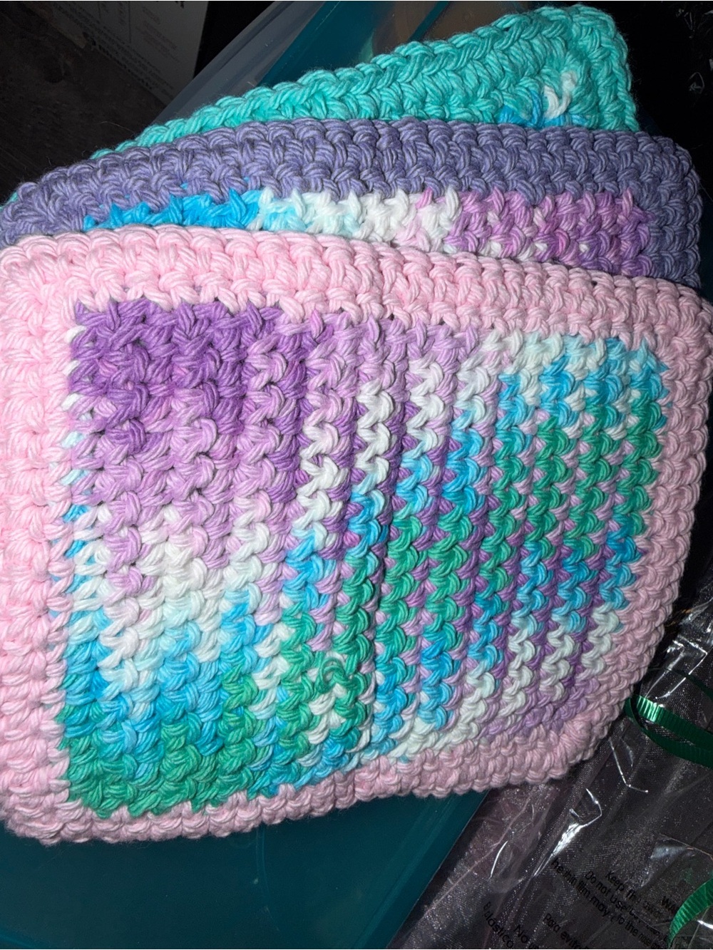 Handmade Pastel Multicolor Crochet Washcloths 5x7